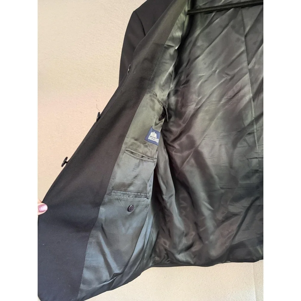 Stafford‎ Suit Jacket Mens 46S Black 100% Wool Classic Formal Business Wedding